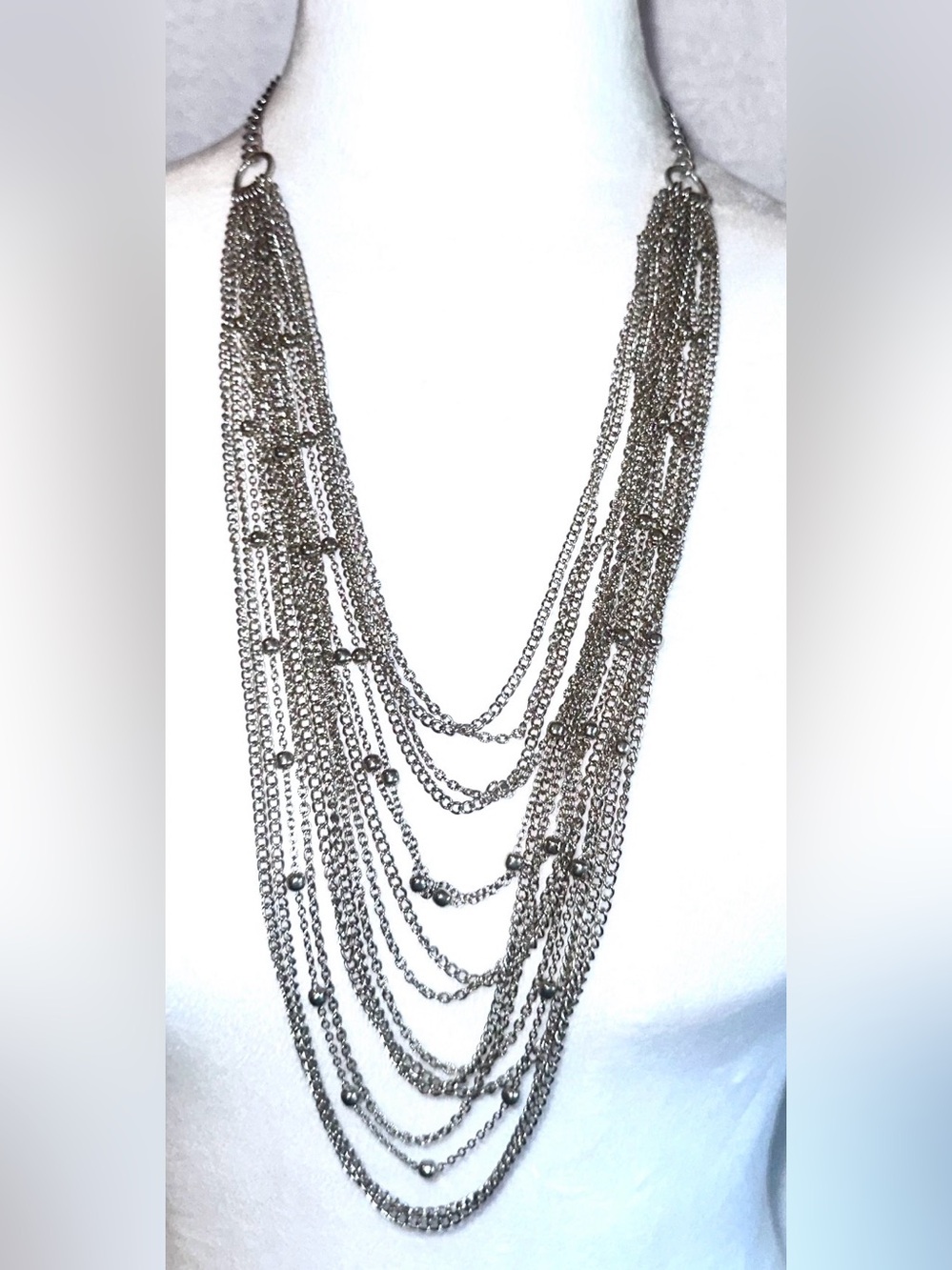 #JC4 Simple but eye catching Silver Layered Necklace